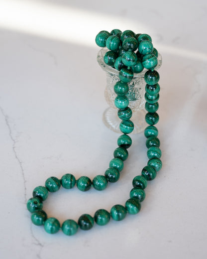 Malachite Beaded Necklace 14k Yellow Gold