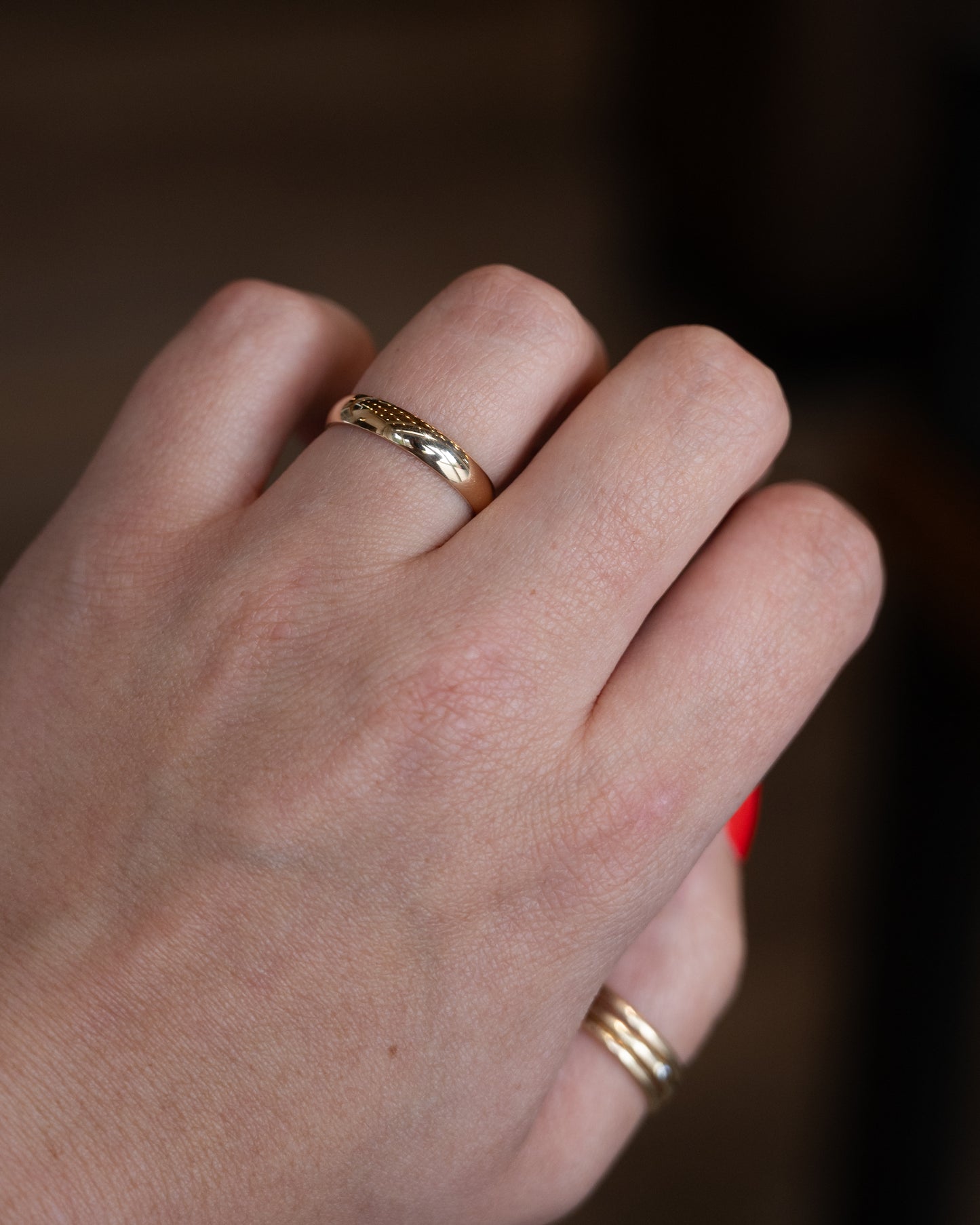 Vintage Mid-Century European Wedding Band 14k Yellow Gold