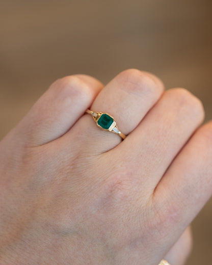 .55 Emerald & Diamond Engagement Ring 18k Yellow Gold