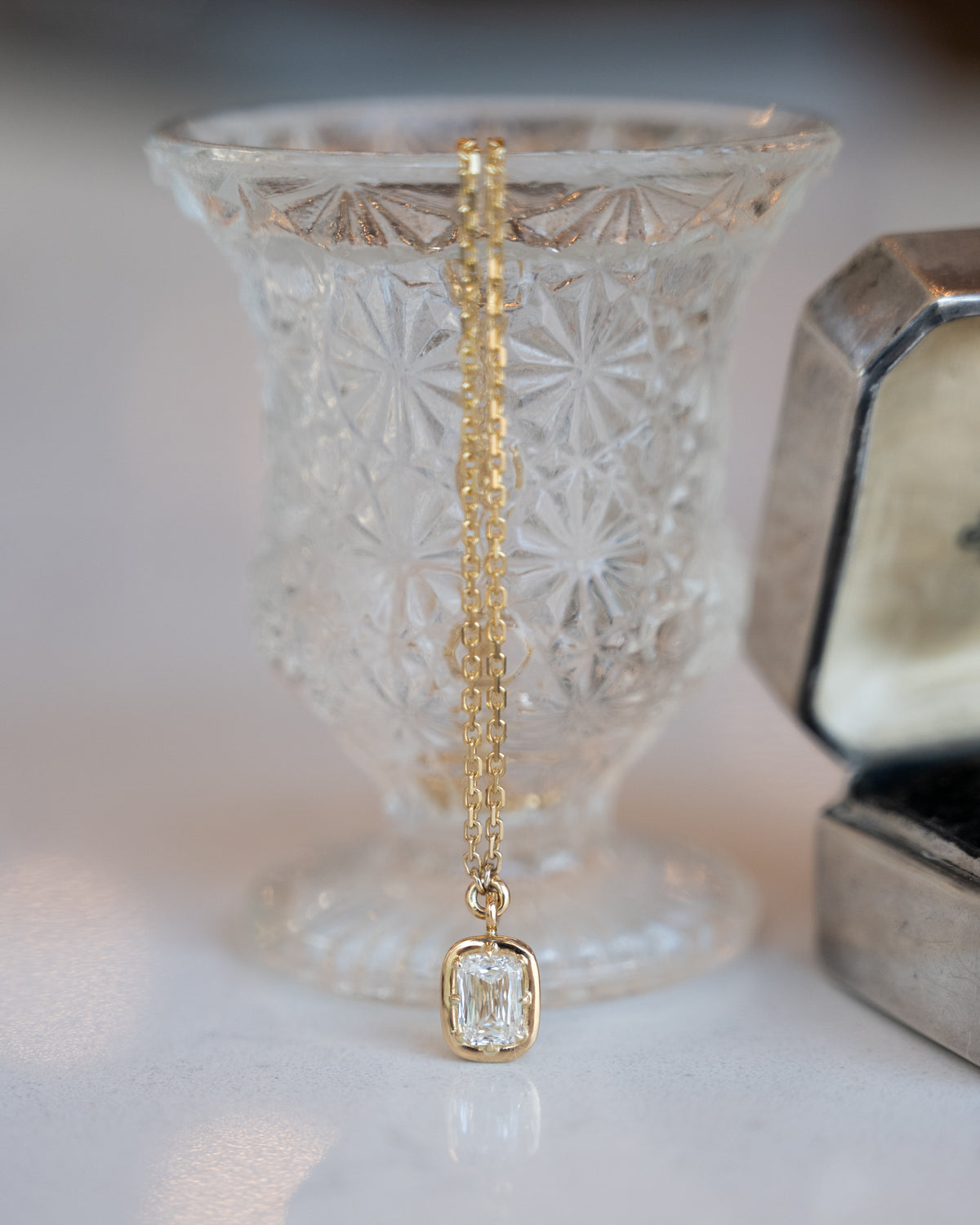 1.00 GIA Emerald Cut Diamond Pendant 18k Yellow Gold