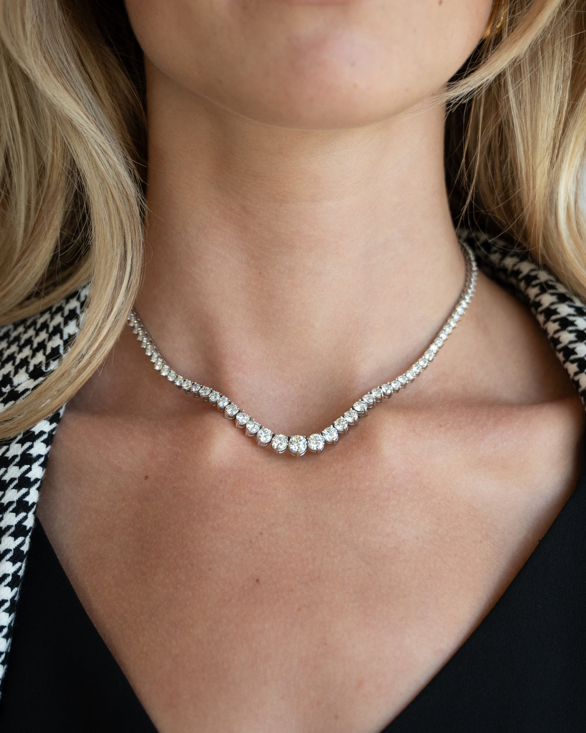 15.78 Diamond Riviera Necklace 14k White Gold