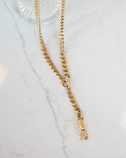 22 Inch Antique Victorian Fob Chain Necklace 14k Yellow Gold