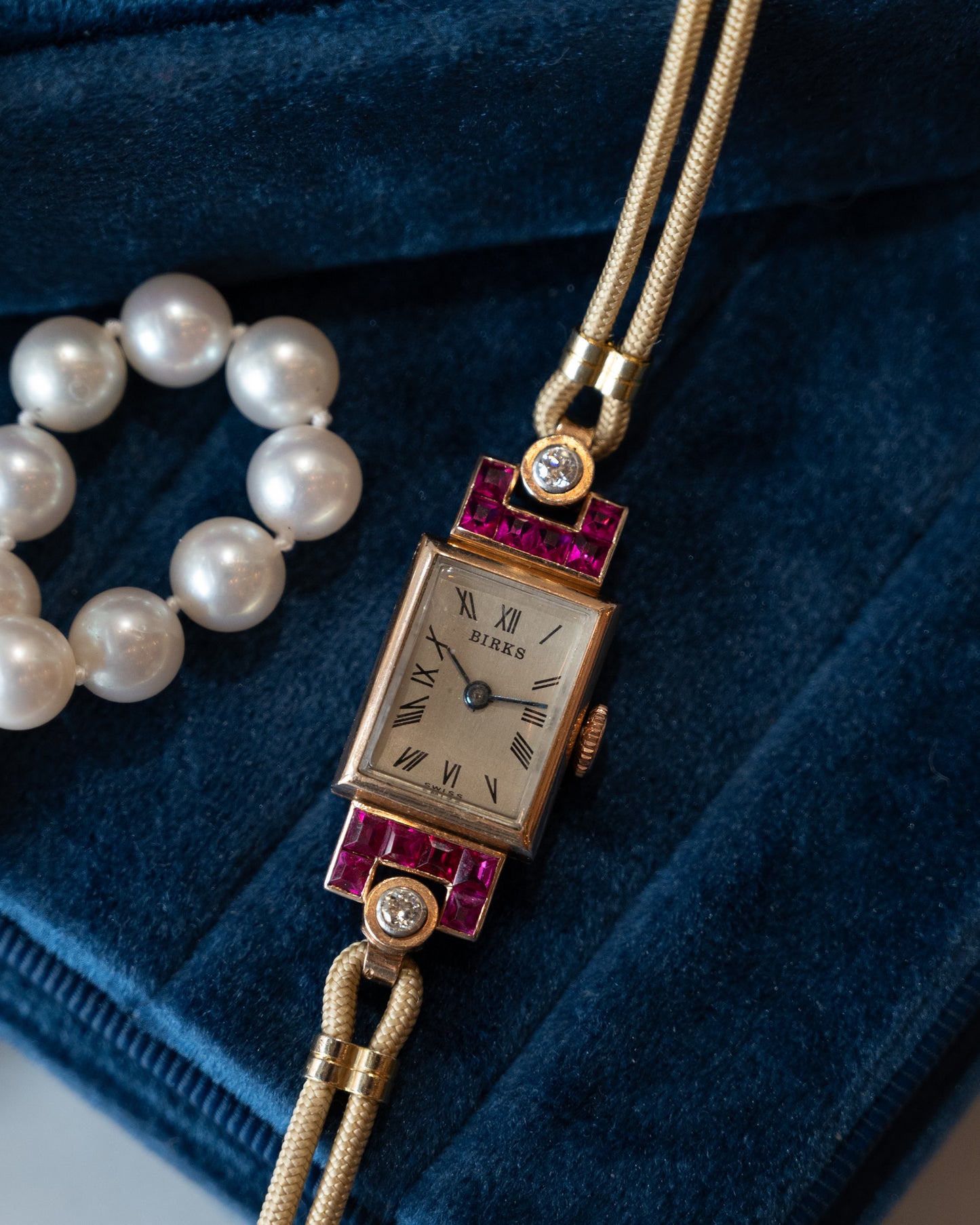 1940s Birks Ruby & Diamond Ladies Watch 14k