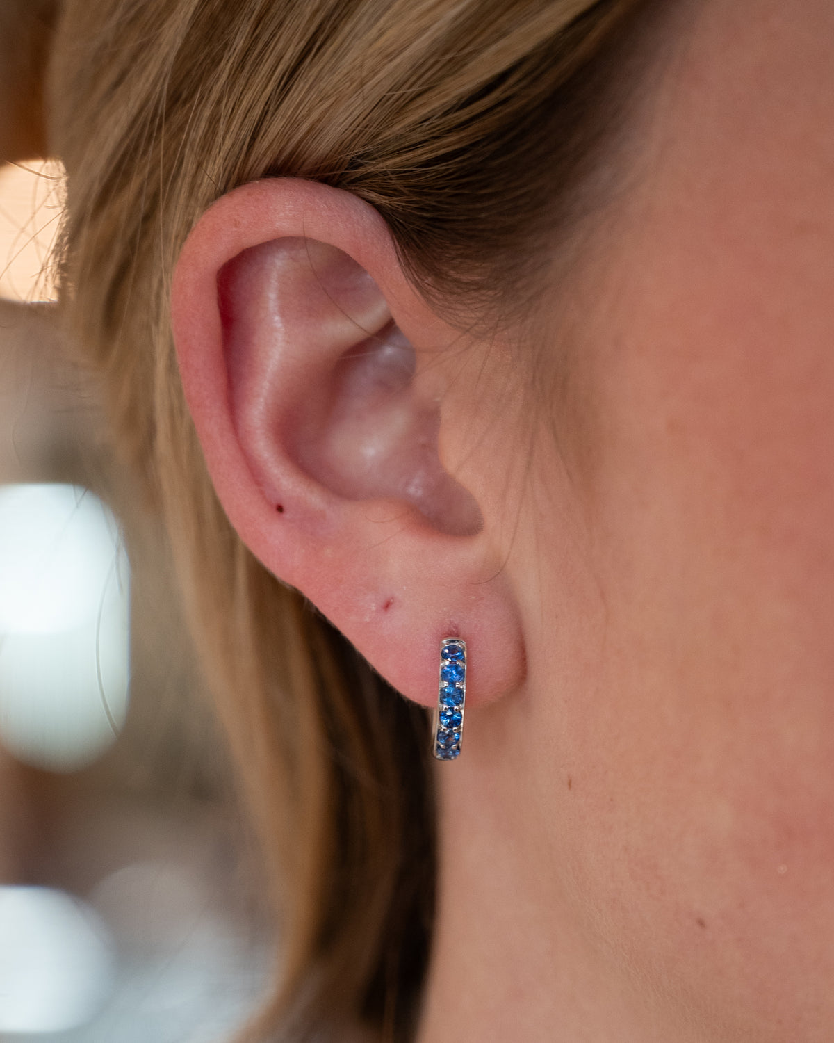 .63 Effy Blue Sapphire Huggie Hoop Earrings 14K
