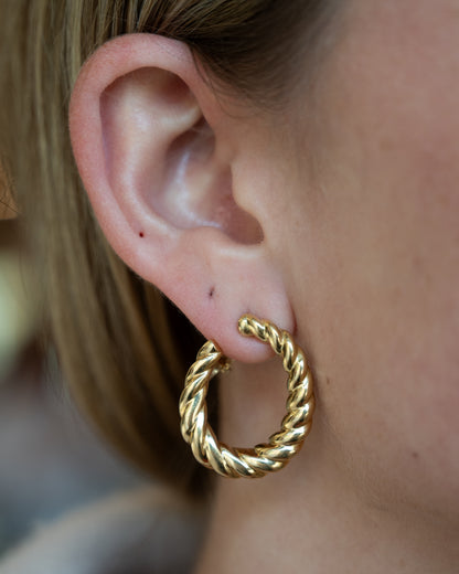 Twisted Hoop Earrings 18k Yellow Gold