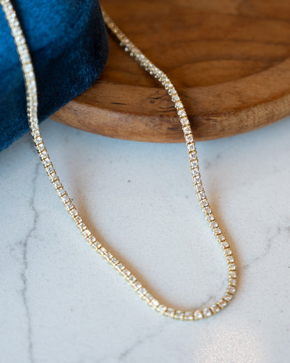3.36 Diamond Tennis Necklace 14k Yellow Gold