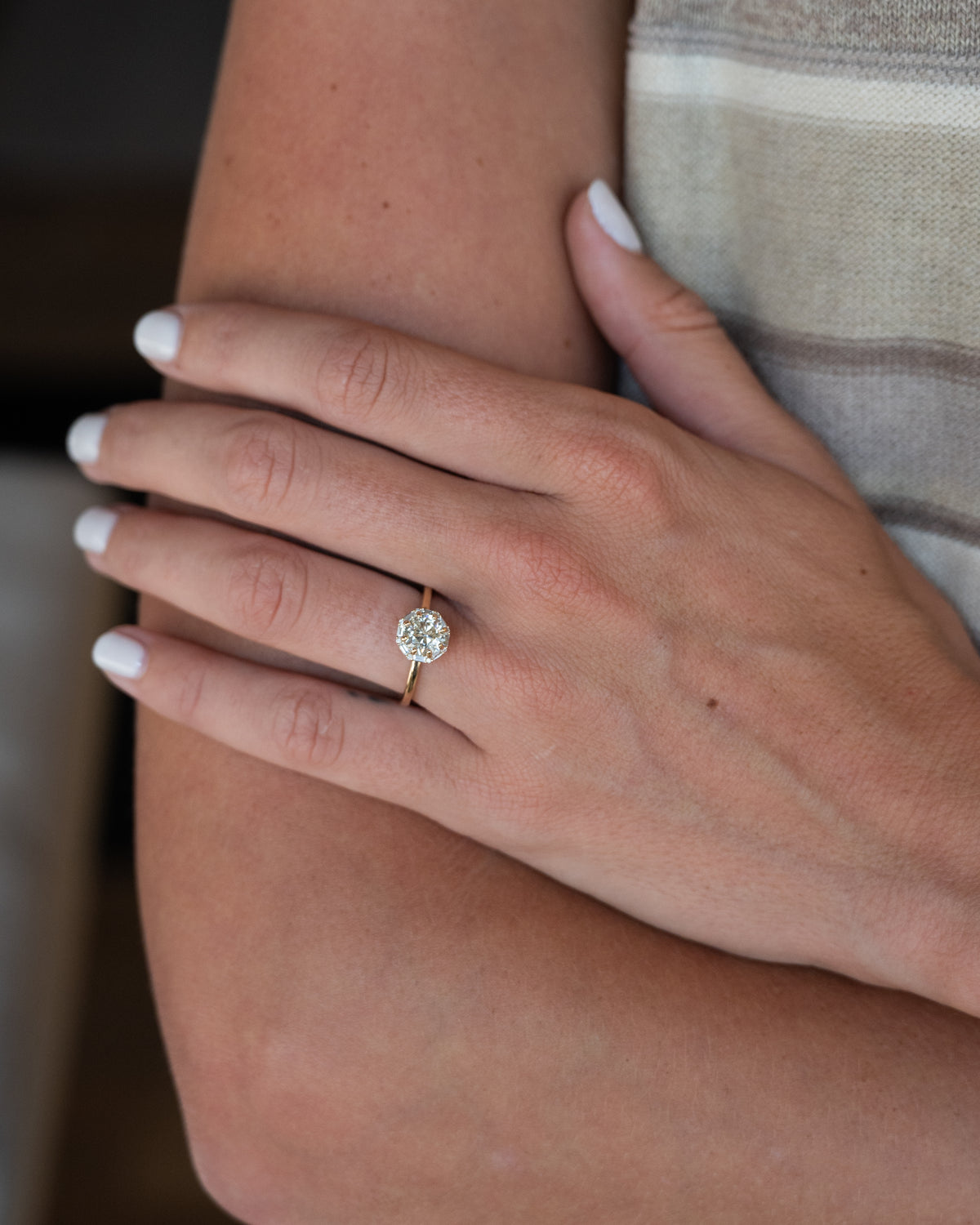 1.38 Modern Diamond Halo Engagement Ring 14k Yellow Gold