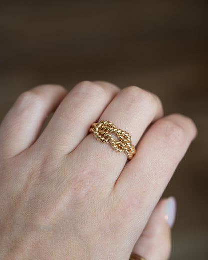 Rope Knot Cocktail Ring 15k Yellow Gold