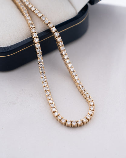 5.82 Round Brilliant Diamond Tennis Necklace 14K Yellow Gold