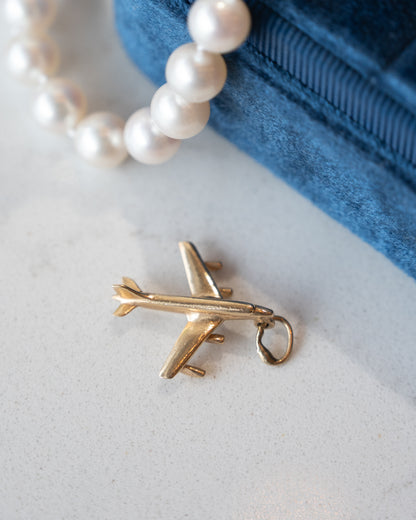 Airplane Charm 14k Yellow Gold