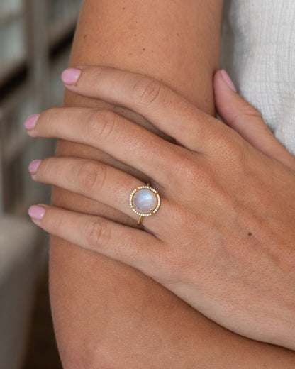 Irene Neuwirth Moonstone & Diamond Cocktail Ring 18k