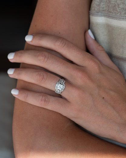 .92 Art Deco Old European Diamond Engagement Ring Platinum