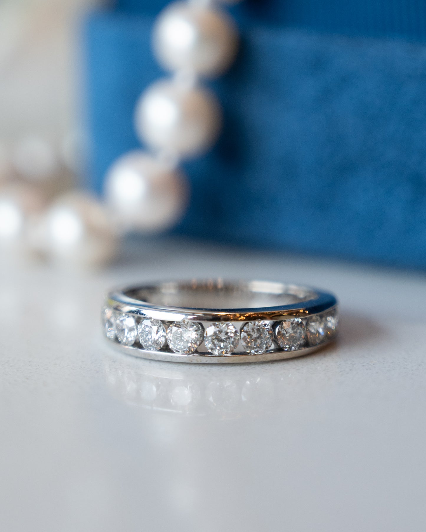 1.10 Diamond Half-Eternity Wedding Band 14k White Gold