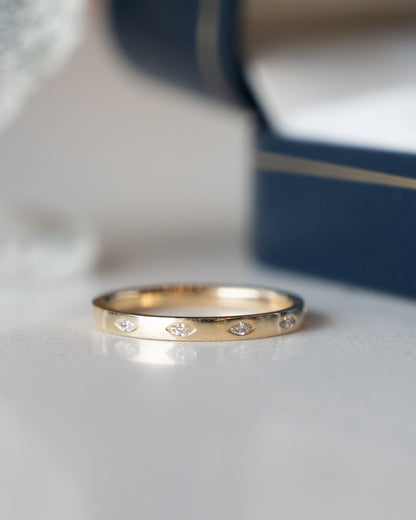 .10 Marquise Diamond Five-Stone Wedding Band 14k