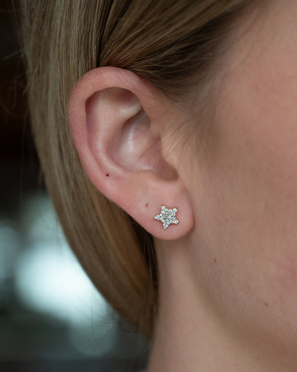 .23 Diamond Star Stud Earrings Two-Tone 14k