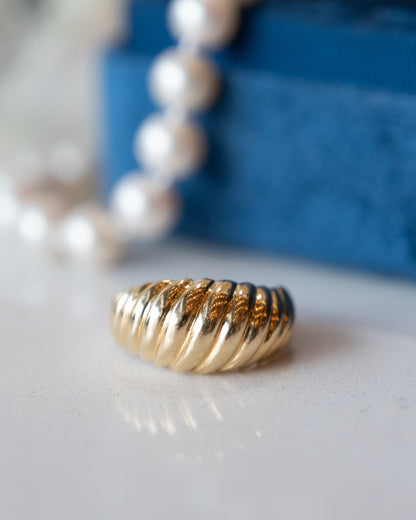Ridged Bubble Cocktail Ring 14k Yellow Gold