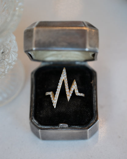 Diamond Pave Heartbeat Cocktail Ring 14k Yellow Gold