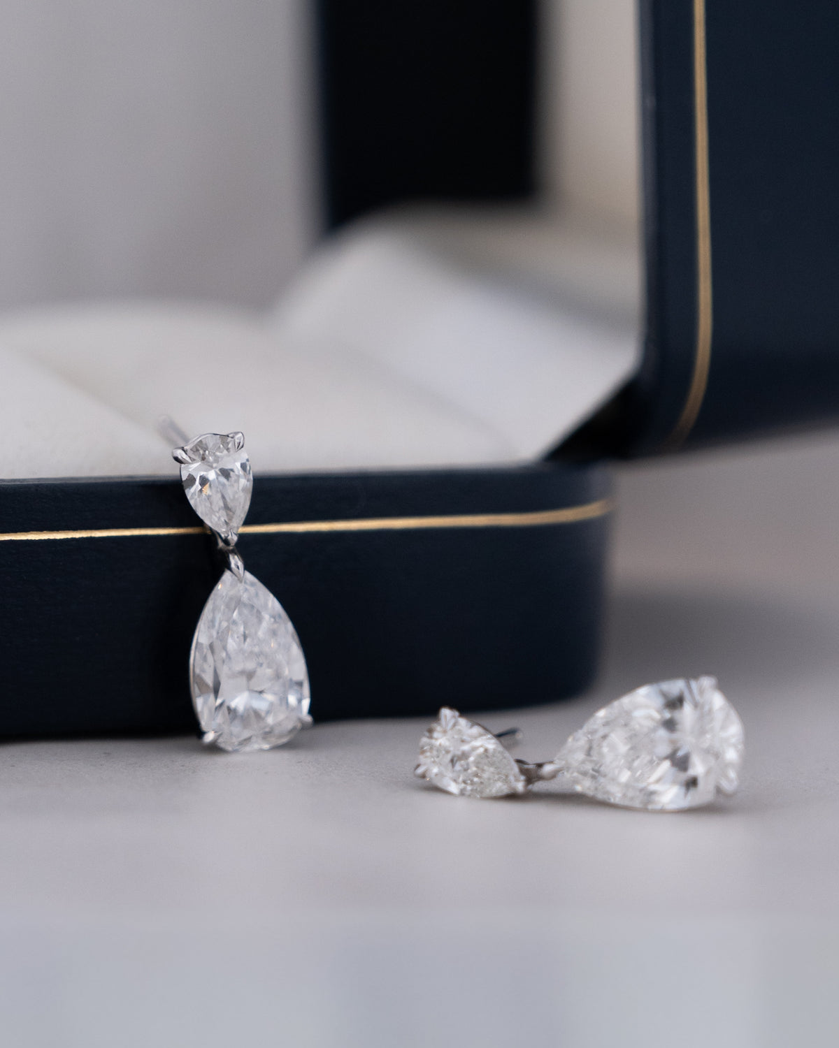 4.77 Pear Cut Diamond Drop Earrings 18k White Gold