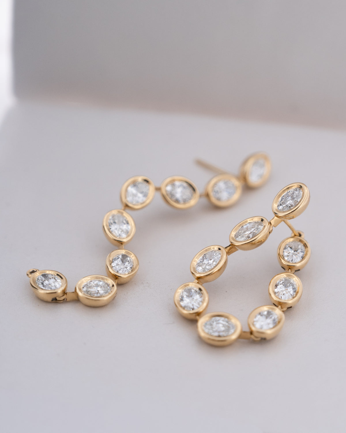 8.09ct Oval Cut Diamond Drop Earrings 18K Yellow Gold