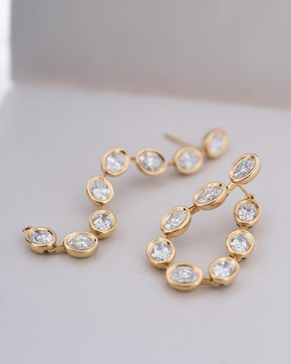 8.09ct Oval Cut Diamond Drop Earrings 18K Yellow Gold