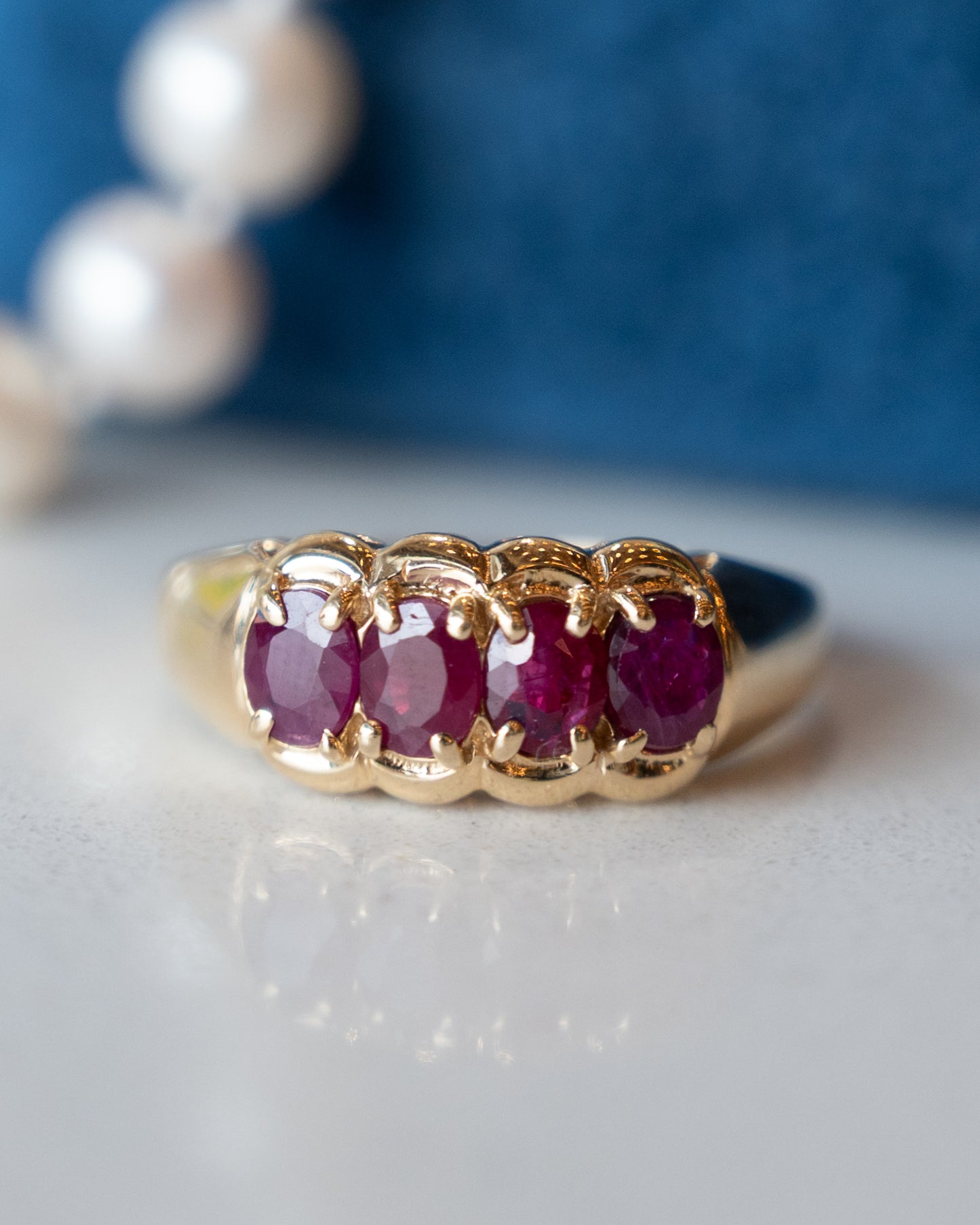 1.24 Oval Ruby Cocktail Ring 14k Yellow Gold
