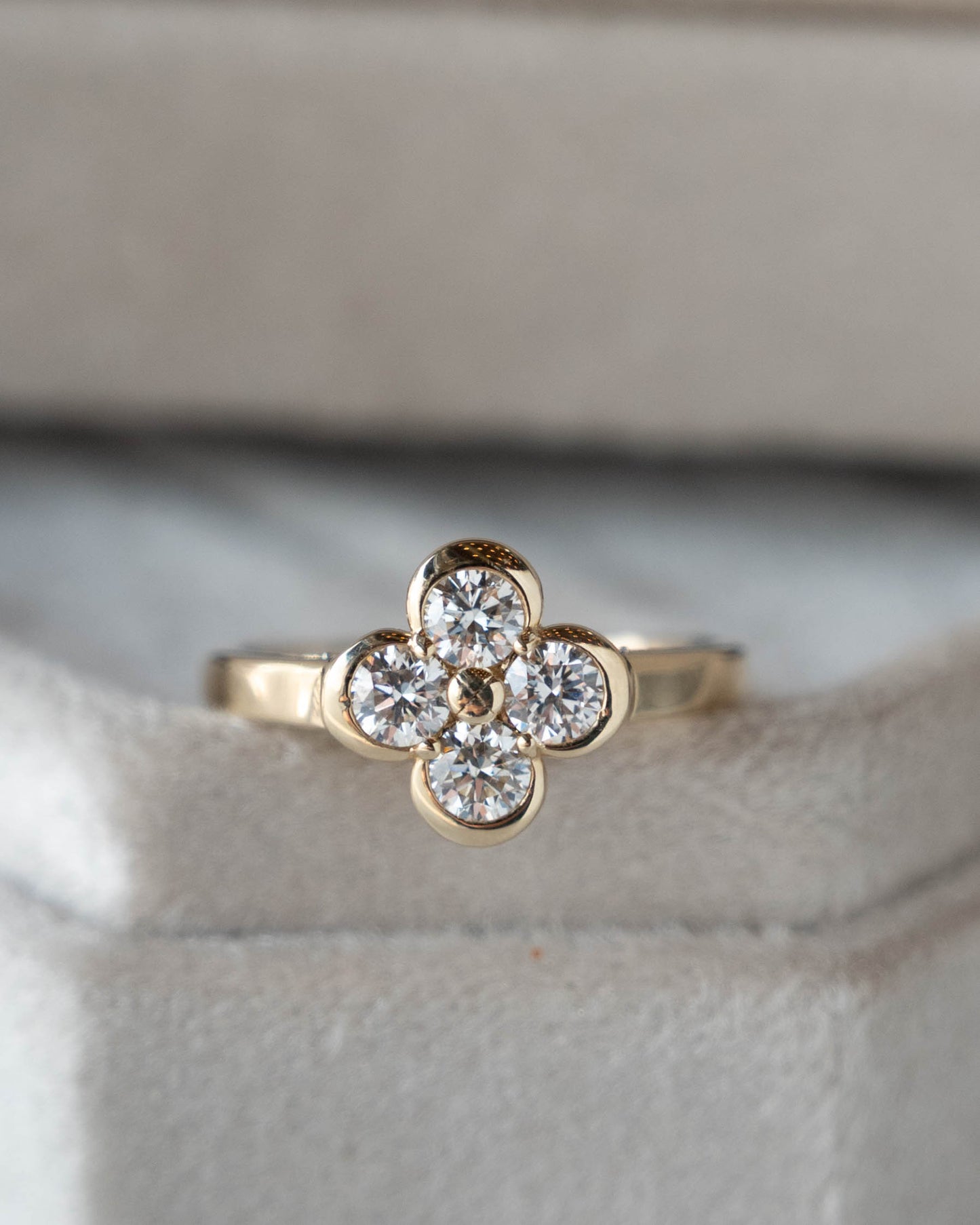 .77 Diamond Cluster Right Hand Ring 14k Yellow Gold