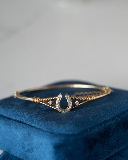 .29 Vintage Diamond Horseshoe Bangle Bracelet 14k
