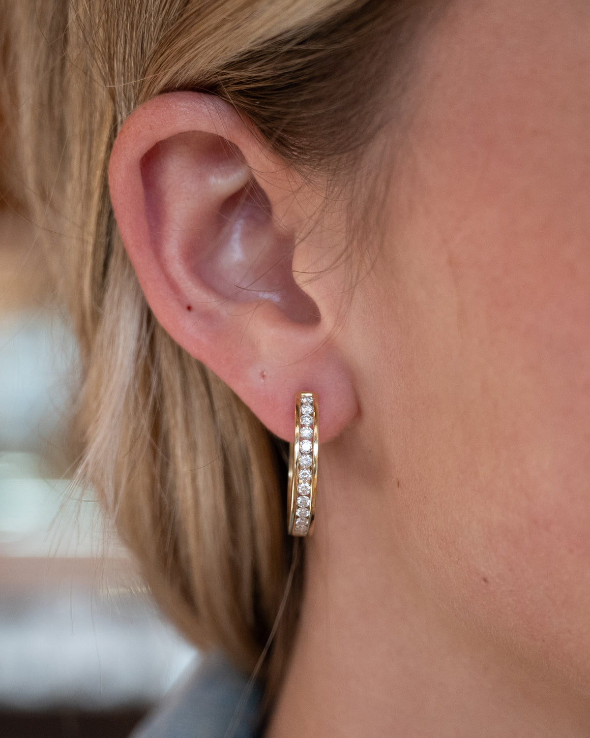 .99 Round Diamond Hoop Earrings 14k Yellow Gold