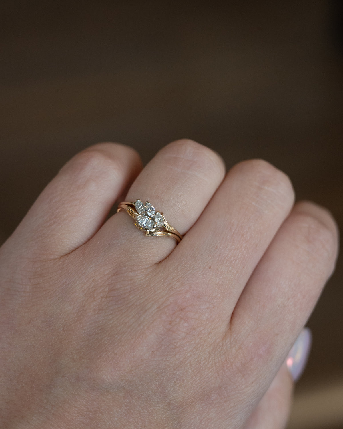 .22 Marquise Diamond Cluster Engagement Ring 14k