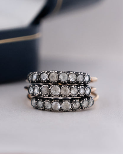 .72 Grey Rose Cut Diamond Stacking Band 14k & Sterling Silver