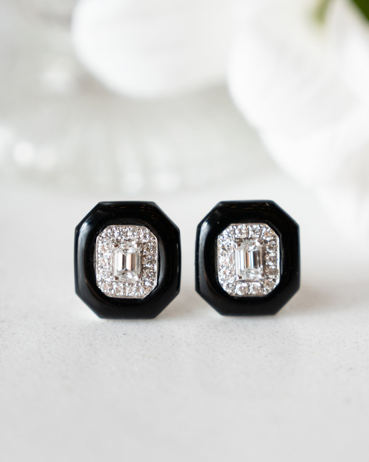Nikos Coulis Emerald Cut Diamond Stud Earrings 18k