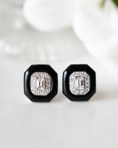 Nikos Coulis Emerald Cut Diamond Stud Earrings 18k