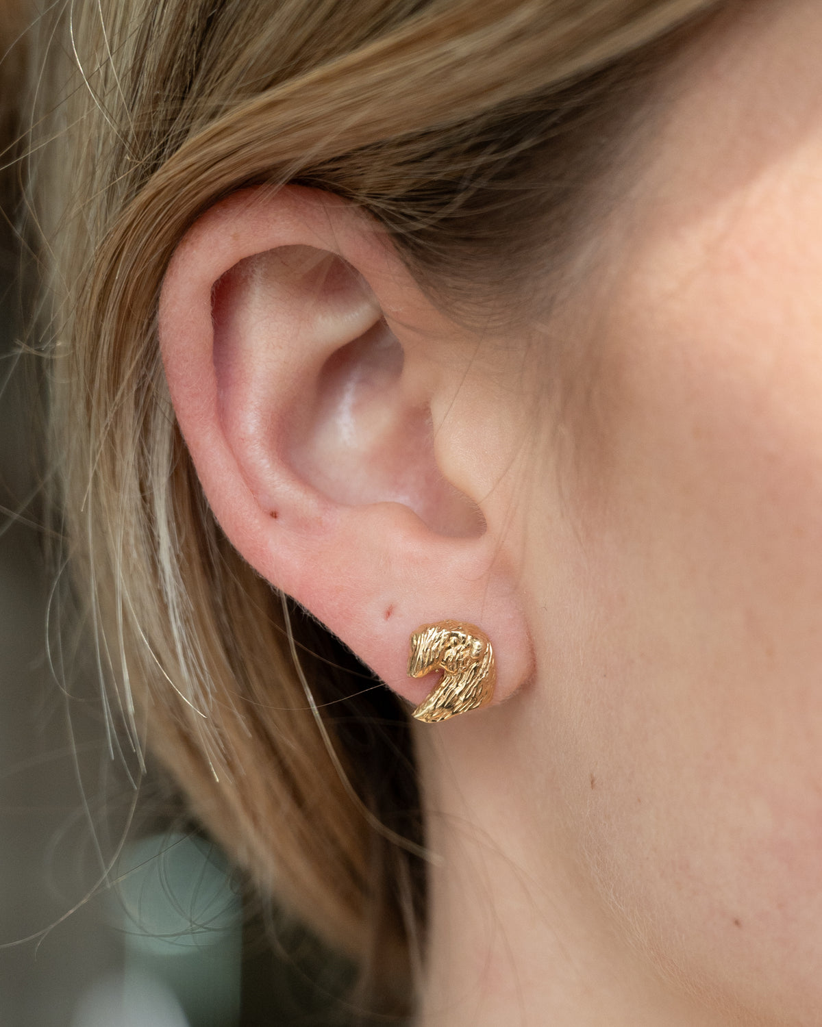 Schnauzer Dog Stud Earrings 14k Yellow Gold