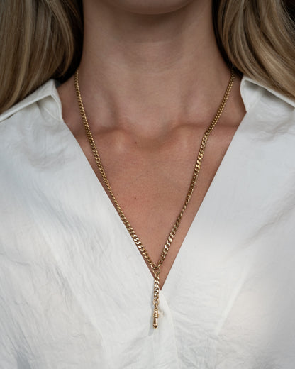 22 Inch Antique Victorian Fob Chain Necklace 14k Yellow Gold