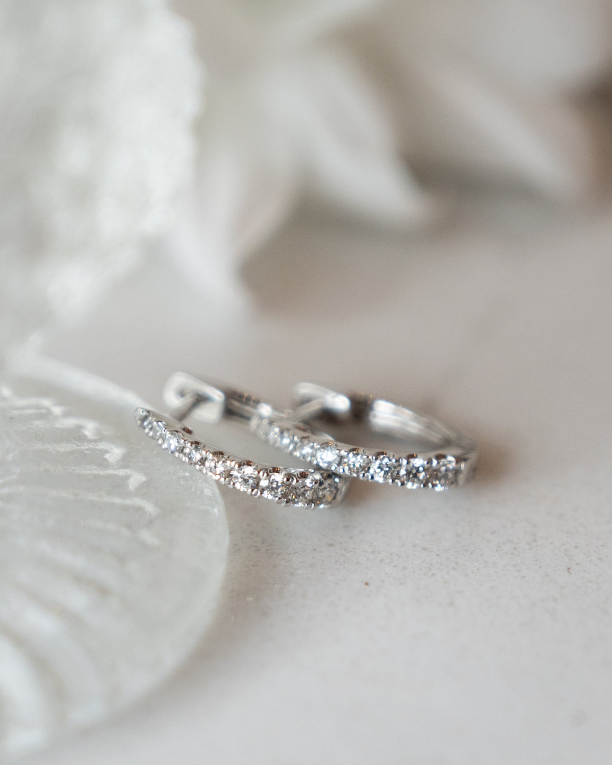 .20 Graduated Diamond Hoop Earrings 14k White Gold