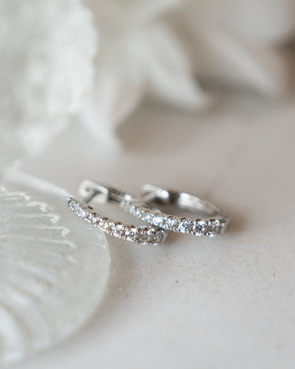 .20 Graduated Diamond Hoop Earrings 14k White Gold