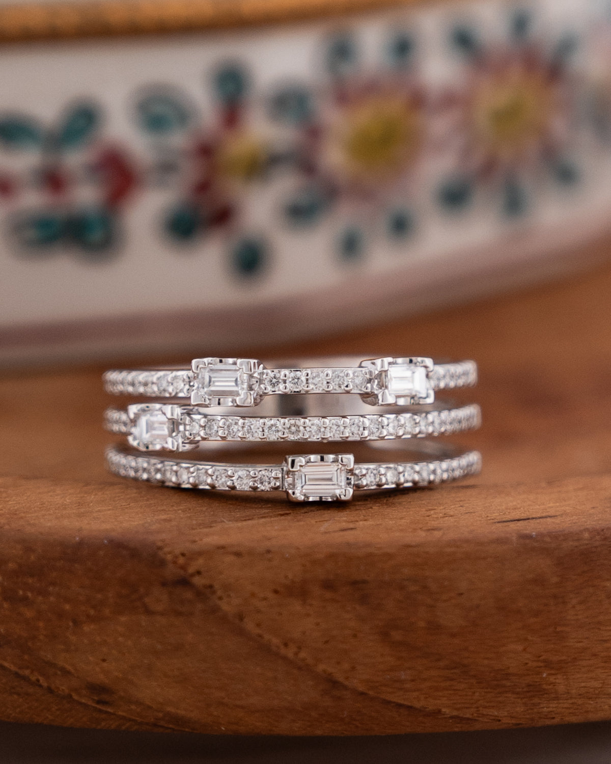 .22 Baguette Diamond Cocktail Ring 14k White Gold