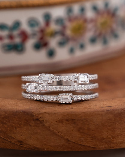 .22 Baguette Diamond Cocktail Ring 14k White Gold