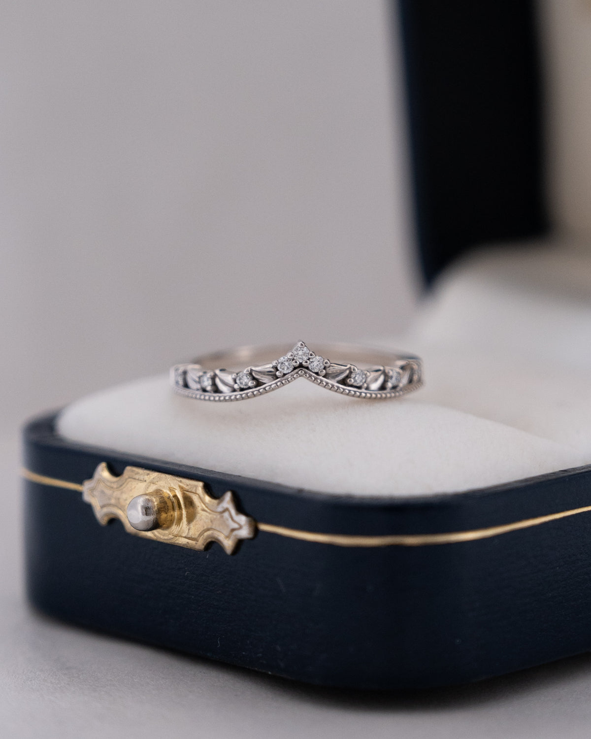 .09 Diamond V Shaped Contoured Stacking Band 14k Yellow Gold