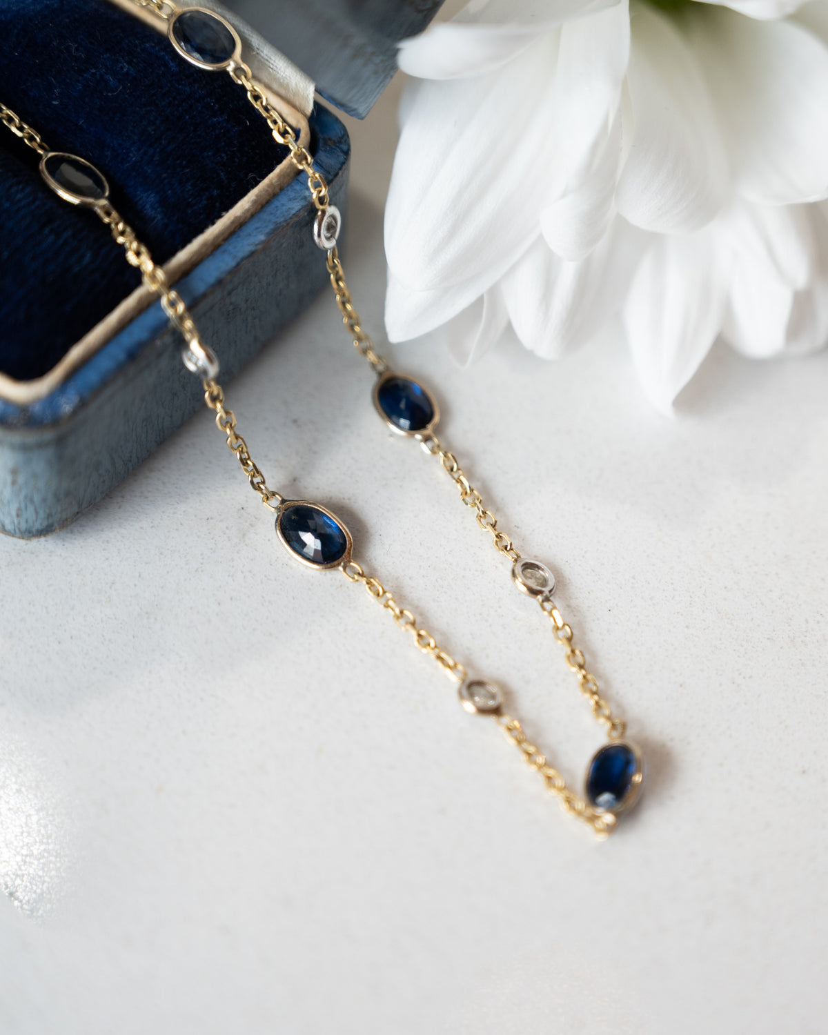 6.30 Oval Sapphire & Diamond Necklace 14k Yellow Gold