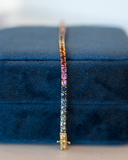 5.50 Effy Sapphire Tennis Bracelet 14k Yellow Gold