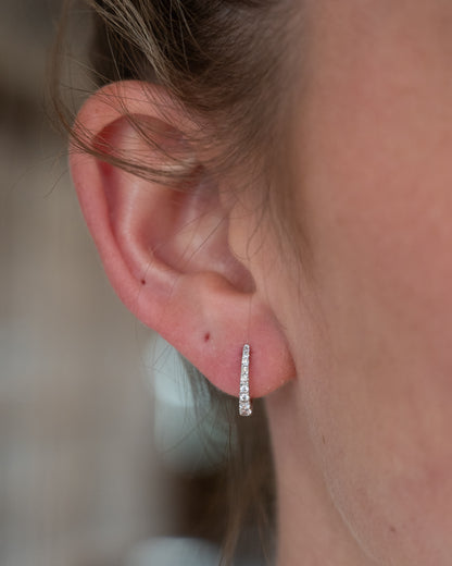 .20 Graduated Diamond Hoop Earrings 14k White Gold