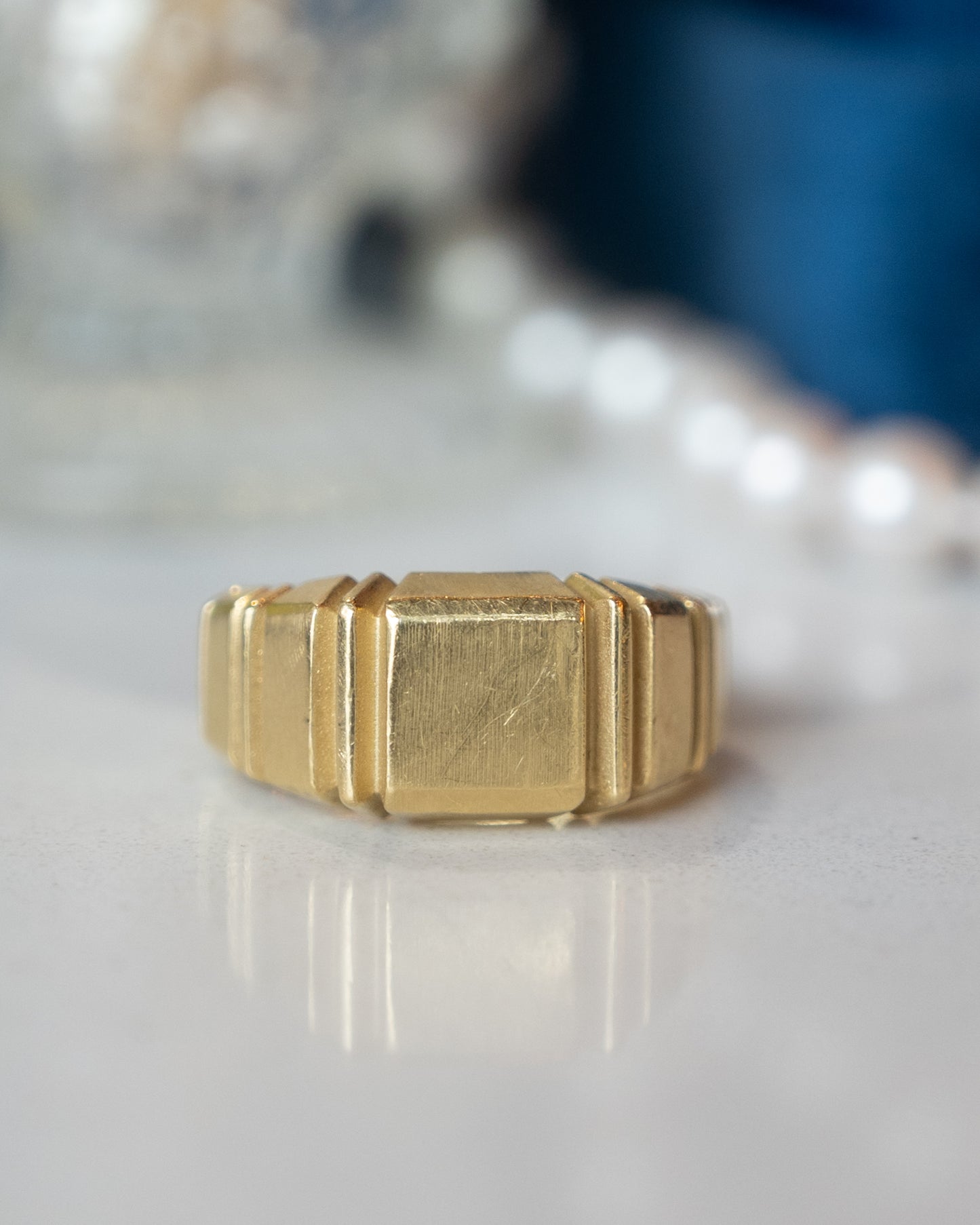 Men's Geometric Signet Ring 18k Yellow Gold