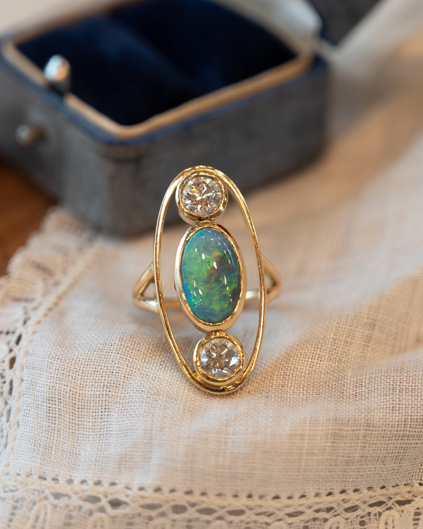2.55 Opal & Diamond Cocktail Ring 18k