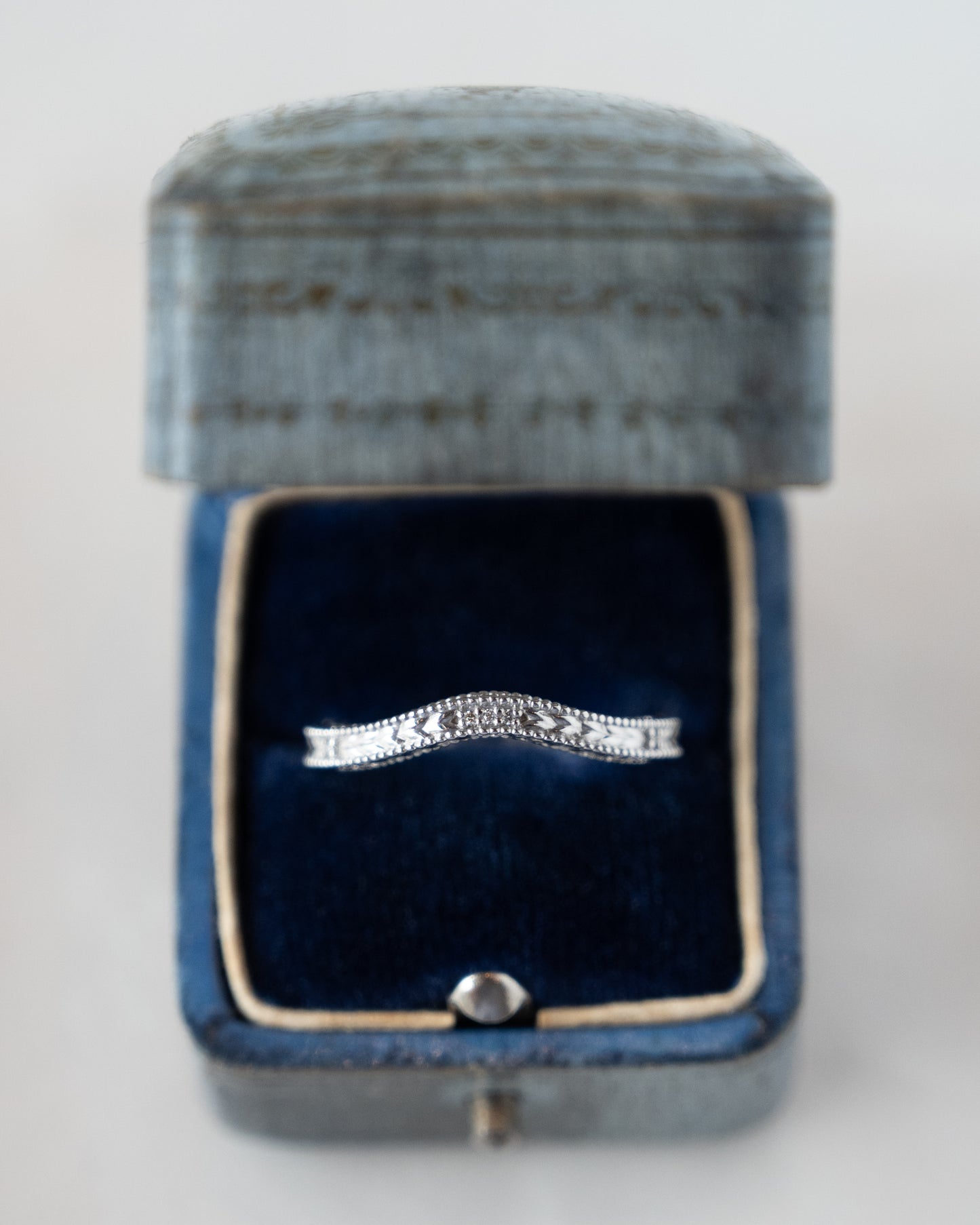 .03 Diamond Chevron Contoured Wedding Band 14k