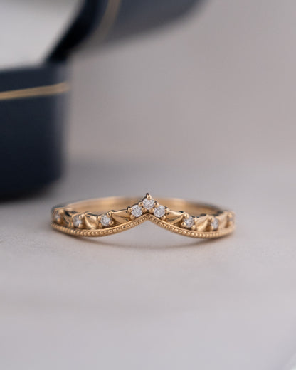 .09 Diamond V-Shape Stacking Band 14k Yellow Gold