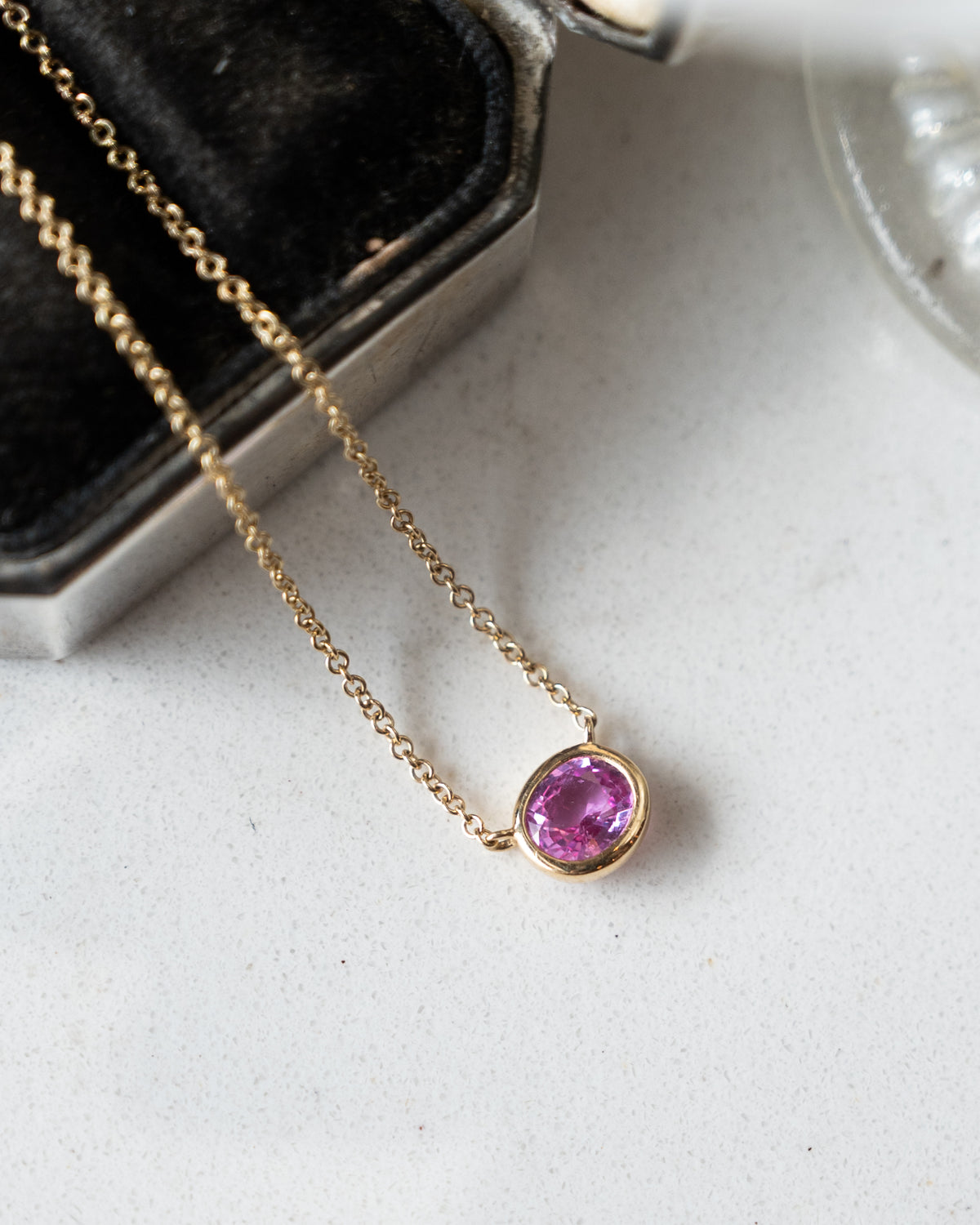 .71 Oval Pink Sapphire Pendant Necklace 14k Yellow Gold