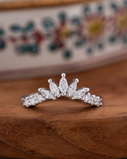 .39 Marquise Diamond Contoured Tiara Wedding Band 14k
