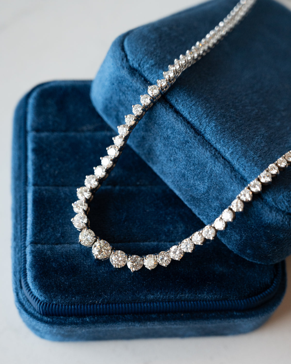 15.78 Diamond Riviera Necklace 14k White Gold