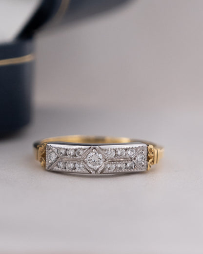 .19 Vintage Retro Diamond Wedding Band 18k & Platinum